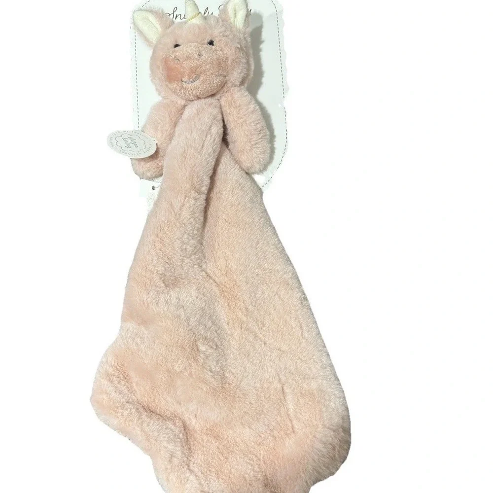Baby Girl Unicorn Pink Lovey Plush Newborn Rosette Comfort Toy Sherpa Lining NWT